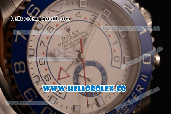 Rolex Yacht-Master II Chronograph Swiss Valjoux 7750 Automatic Steel Case with White Dial and Steel Bracelet - (BP) - Click Image to Close