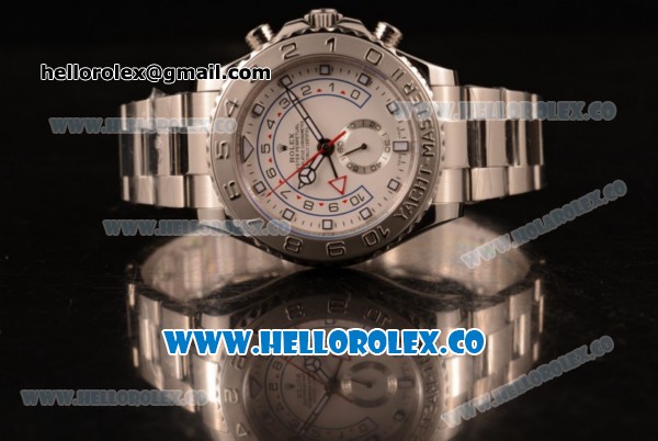 Rolex Yacht-Master II Chronograph Swiss Valjoux 7750 Automatic Steel Case with White Dial and Steel Bracelet - (BP) - Click Image to Close