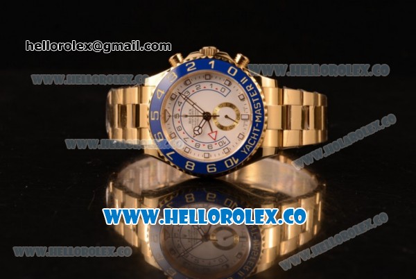 Rolex Yacht-Master II Chronograph Swiss Valjoux 7750 Automatic Yellow Gold Case with White Dial and Yellow Gold Bracelet - (BP) - Click Image to Close