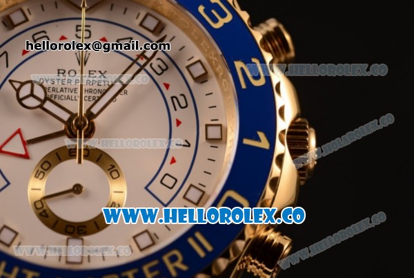 Rolex Yacht-Master II Chronograph Swiss Valjoux 7750 Automatic Yellow Gold Case with White Dial and Yellow Gold Bracelet - (BP) - Click Image to Close