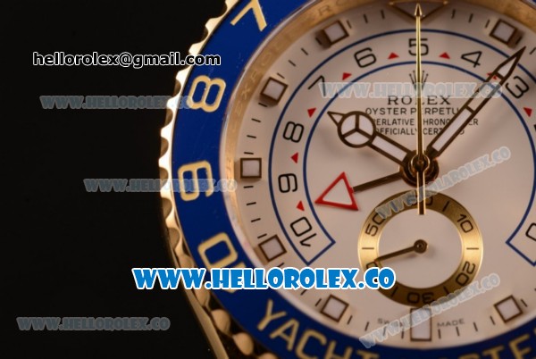 Rolex Yacht-Master II Chronograph Swiss Valjoux 7750 Automatic Yellow Gold Case with White Dial and Yellow Gold Bracelet - (BP) - Click Image to Close