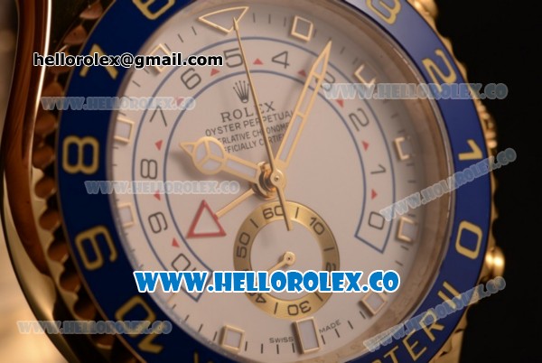 Rolex Yacht-Master II Chronograph Swiss Valjoux 7750 Automatic Yellow Gold Case with White Dial and Yellow Gold Bracelet - (BP) - Click Image to Close