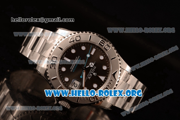 Rolex Yacht-Master Swiss ETA 2836 Automatic Steel Case with Black Dial and Steel Bracelet - 1:1 Origianl - Click Image to Close