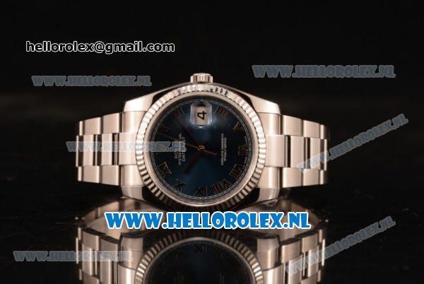 Rolex Datejust Clone Rolex 3135 Automatic Steel Case with Blue Dial and Steel Bracelet - Click Image to Close