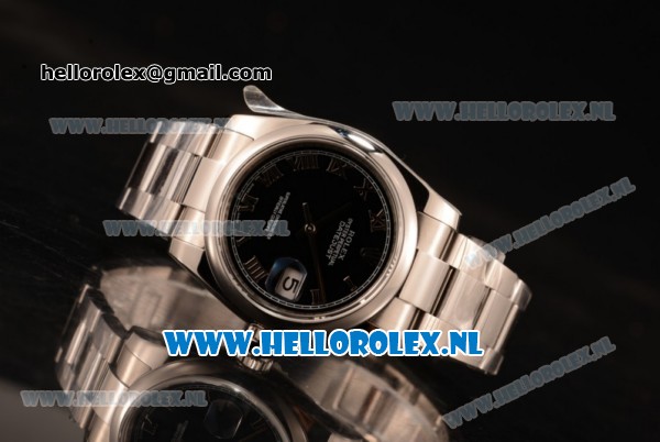 Rolex Datejust Clone Rolex 3135 Automatic Steel Case with Black Dial and Steel Bracelet - Click Image to Close