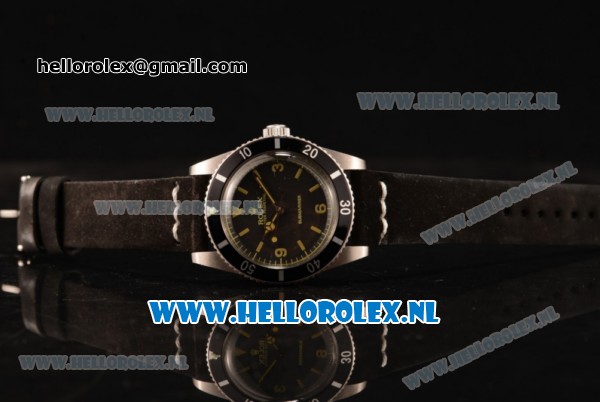 Rolex Submariner Vintage Asia 2813 Automatic Steel Case with Black Dial and Black Nylon Strap - Click Image to Close