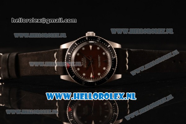 Rolex Milgauss Vintage Asia 2813 Automatic Steel Case with Brown Dial Dot Markers and Black Nylon Strap - Click Image to Close
