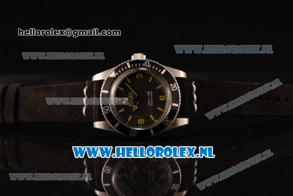 Rolex Submariner Vintage Asia 2813 Automatic Steel Case with Arabic Numeral/Stick Markers Black Dial and Black Nylon Strap - Click Image to Close