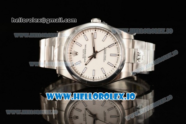 Rolex Oyster Perpetual Air King Clone Rolex 3135 Automatic Steel Case White Dial With Stick Markers Steel Bracelet - 1:1 Original(JF) - Click Image to Close