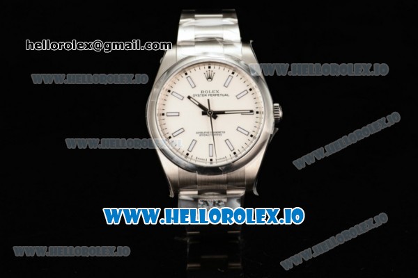 Rolex Oyster Perpetual Air King Clone Rolex 3135 Automatic Steel Case White Dial With Stick Markers Steel Bracelet - 1:1 Original(JF) - Click Image to Close