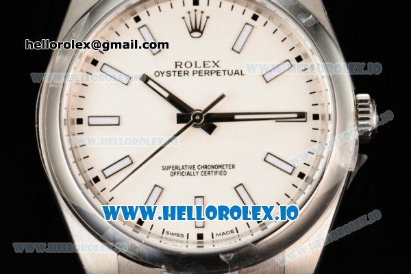 Rolex Oyster Perpetual Air King Clone Rolex 3135 Automatic Steel Case White Dial With Stick Markers Steel Bracelet - 1:1 Original(JF) - Click Image to Close