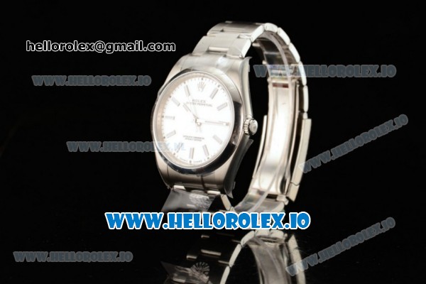 Rolex Oyster Perpetual Air King Clone Rolex 3135 Automatic Steel Case White Dial With Stick Markers Steel Bracelet - 1:1 Original(JF) - Click Image to Close