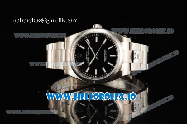 Rolex Oyster Perpetual Air King Clone Rolex 3135 Automatic Steel Case Black Dial With Stick Markers Steel Bracelet (JF) - Click Image to Close