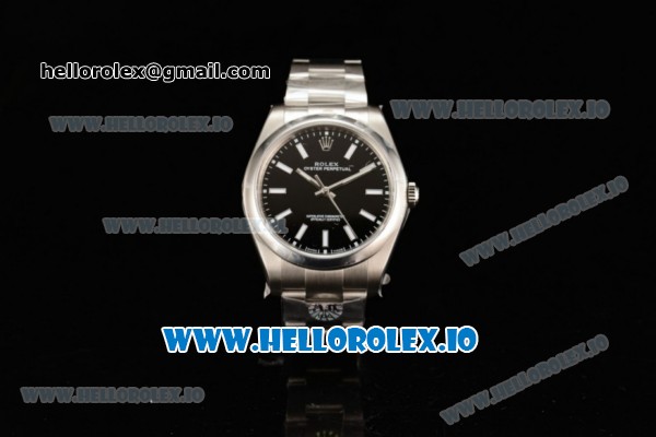 Rolex Oyster Perpetual Air King Clone Rolex 3135 Automatic Steel Case Black Dial With Stick Markers Steel Bracelet (JF) - Click Image to Close