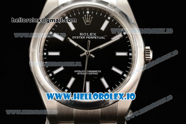 Rolex Oyster Perpetual Air King Clone Rolex 3135 Automatic Steel Case Black Dial With Stick Markers Steel Bracelet (JF) - Click Image to Close