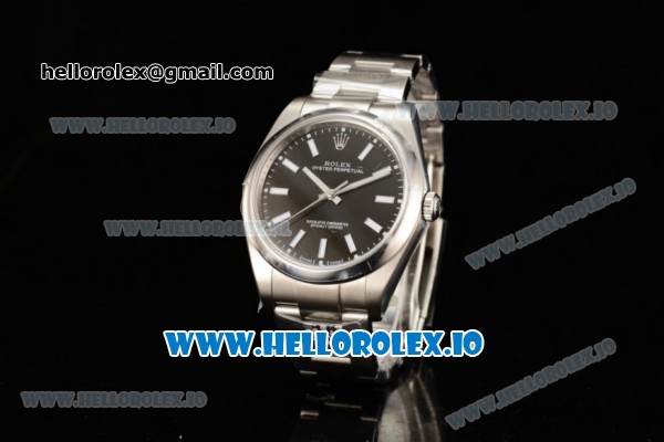 Rolex Oyster Perpetual Air King Clone Rolex 3135 Automatic Steel Case Black Dial With Stick Markers Steel Bracelet (JF) - Click Image to Close