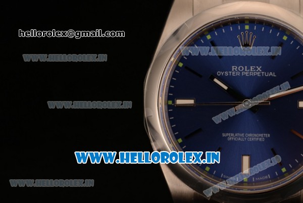 Rolex Oyster Perpetual Air King Clone Rolex 3135 Automatic Rose Gold Case Blue Dial With Stick Markers Steel Bracelet- 1:1Original(AR) - Click Image to Close