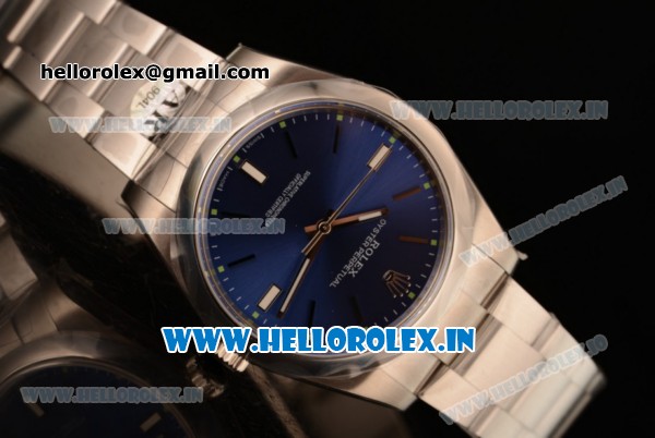 Rolex Oyster Perpetual Air King Clone Rolex 3135 Automatic Rose Gold Case Blue Dial With Stick Markers Steel Bracelet- 1:1Original(AR) - Click Image to Close