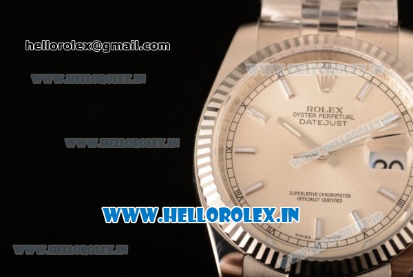 Rolex Datejust Clone Rolex 3135 Automatic Steel Case White Dial With Stick Markers Steel Bracelet- 1:1 Original(AR) - Click Image to Close