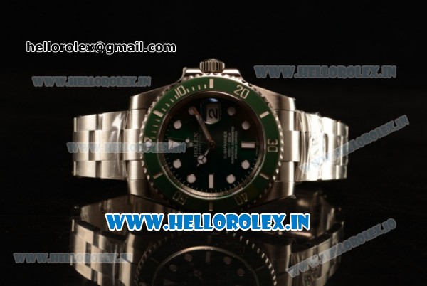 Rolex Submariner Clone Rolex 3135 Automatic Steel Case Green Dial With Dots Markers Steel Bracelet( AR) - Click Image to Close