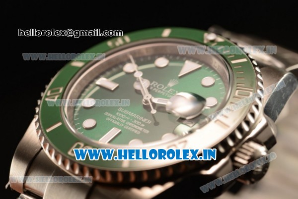 Rolex Submariner Clone Rolex 3135 Automatic Steel Case Green Dial With Dots Markers Steel Bracelet( AR) - Click Image to Close