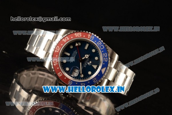 Rolex GMT-Master II Swiss ETA 2836 Automatic Steel Case Blue Dial With Dots Markers Steel Bracelet - 1:1 Original - Click Image to Close