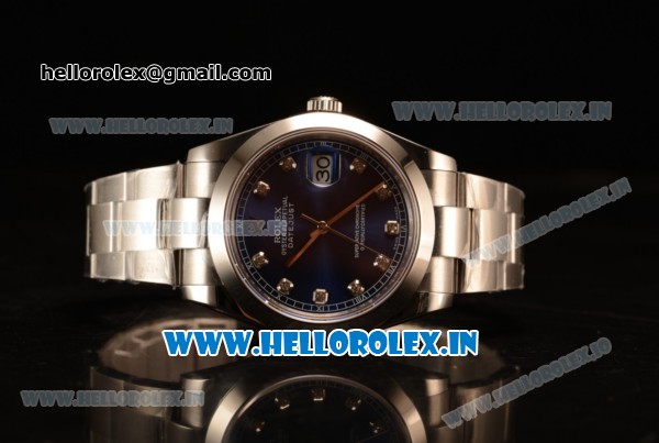 Rolex Datejust Oyster Perpetual Swiss ETA 2836 Automatic Steel Case Blue Dial With Diamonds Markers Steel Bracelet (BP) - Click Image to Close