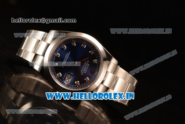 Rolex Datejust Oyster Perpetual Swiss ETA 2836 Automatic Steel Case Blue Dial With Diamonds Markers Steel Bracelet (BP) - Click Image to Close