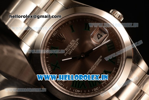 Rolex Datejust Oyster Perpetual Swiss ETA 2836 Automatic Steel Case Brown Dial With Roman Numeral Markers Steel Bracelet (BP) - Click Image to Close