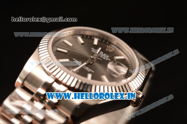 Rolex Datejust 37mm Swiss ETA 2836 Automatic Movement Steel Case with Steel Bezel Grey Dial Steel Strap - Click Image to Close