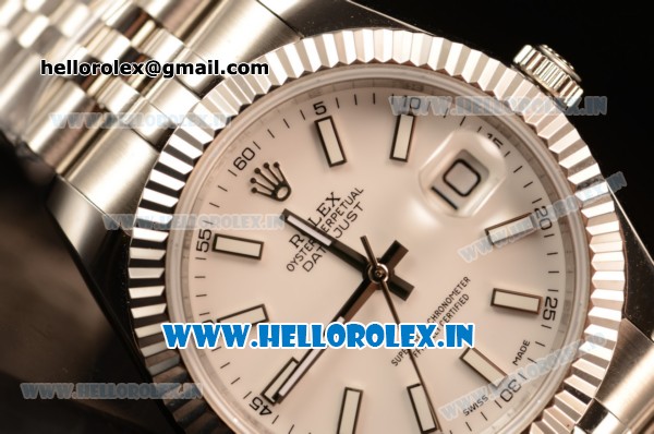 Rolex Datejust 37mm Swiss ETA 2836 Automatic Movement Steel Case with Steel Bezel White Dial Steel Strap - Click Image to Close