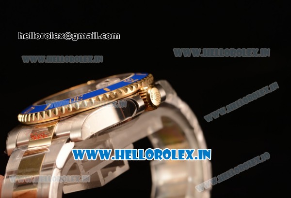 Rolex Submariner Swiss ETA 2836 Automatic Two Tone Case/Bracelet with Blue Dial Diamonds (BP) - Click Image to Close