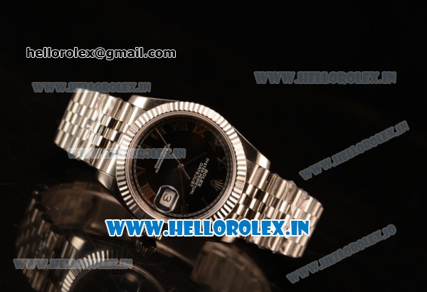 Rolex Datejust 37mm Swiss ETA 2836 Automatic Steel Case with Jubilee Steel Bezel Black Dial Roman Steel Bracelet - Click Image to Close