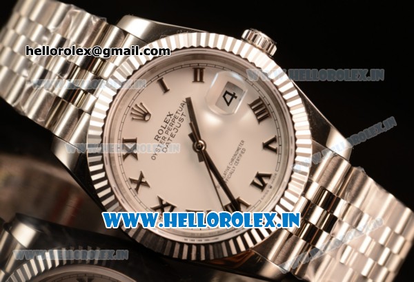 Rolex Datejust 37mm Swiss ETA 2836 Automatic Steel Case with Jubilee Steel Bezel White Dial Roman Steel Bracelet - Click Image to Close
