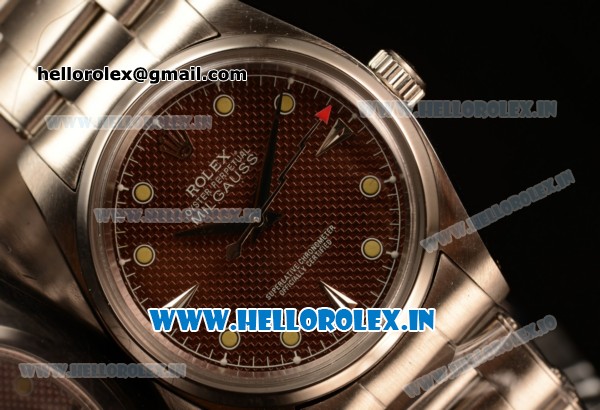 Rolex Milgauss Vintage Steel Case With Brown Dial Yellow Dot Oyster Bracelet - Click Image to Close