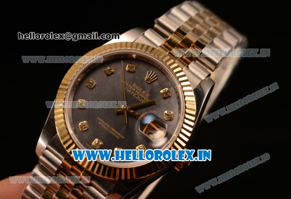 Rolex Datejust 37mm Swiss ETA 2836 Automatic Two Tone with Gold Dial and Roman Diamonds Markers - Click Image to Close