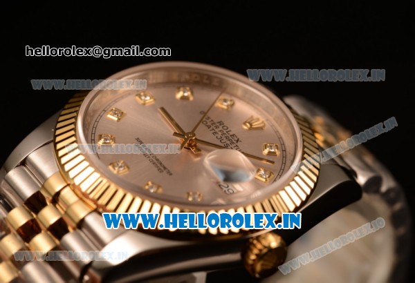 Rolex Datejust 37mm Swiss ETA 2836 Automatic Two Tone with Sliver Dial and Diamonds Markers - Click Image to Close