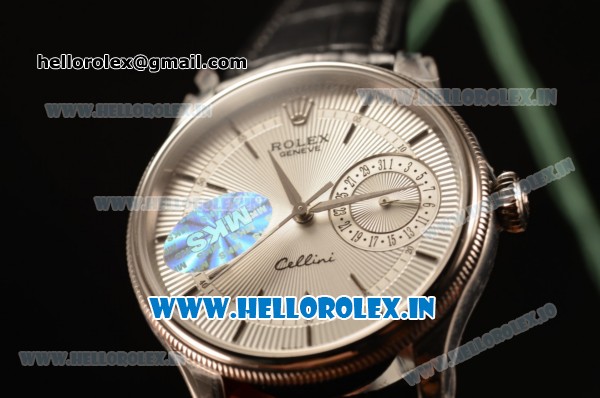 Rolex Cellini Date Sliver Dial Stainless Steel Swiss ETA 2836 With Brown Leather Strap - Click Image to Close