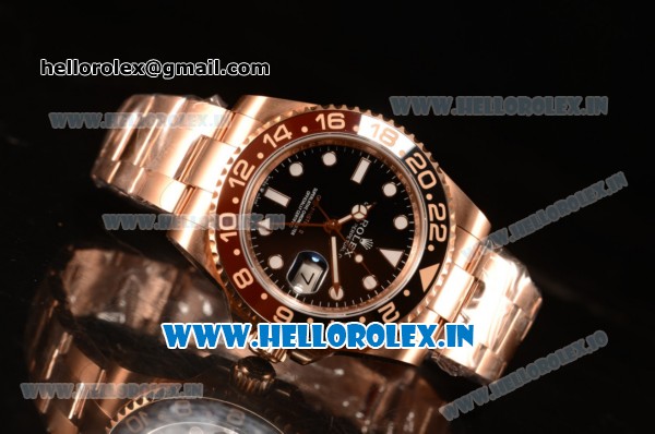 Rolex GMT-Master II Swiss ETA 2836 Automatic Rose Gold Case With Ceramic Bezel Black Dial 126715CHNR bk - Click Image to Close