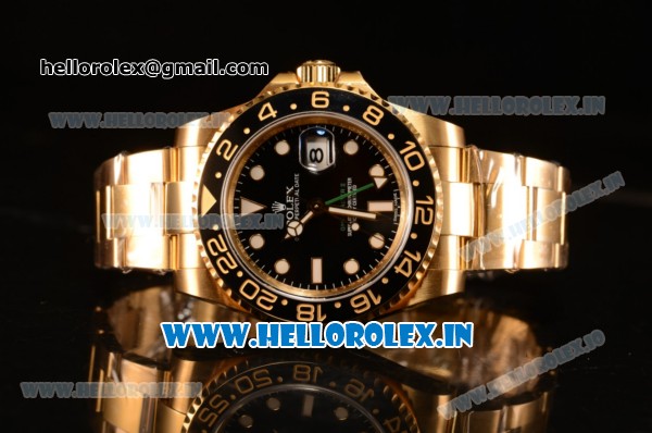 Rolex GMT-Master II Swiss ETA 2836 Automatic Yellow Gold Case With Ceramic Bezel Black Dial 116718 BK - Click Image to Close