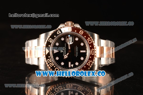 Rolex GMT-Master II New Release Black Bezel Two Tone RG With Original Functional Movement Steel Case 126711CHNR bk - Click Image to Close