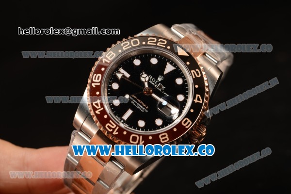 Rolex GMT-Master II New Release Black Bezel Two Tone RG With Original Functional Movement Steel Case 126711CHNR bk - Click Image to Close