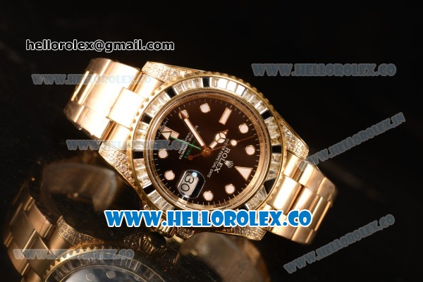 Rolex GMT-Master II Diamond Bezel With Original Functional Movement YG Case 116758SANR - Click Image to Close