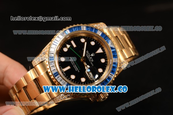 Rolex GMT-Master II Diamond Bezel With Original Functional Movement YG Case 116758SA pave - Click Image to Close