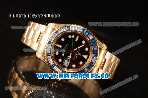 Rolex GMT-Master II Diamond Bezel With Original Functional Movement YG Case 116758SA pave - Click Image to Close