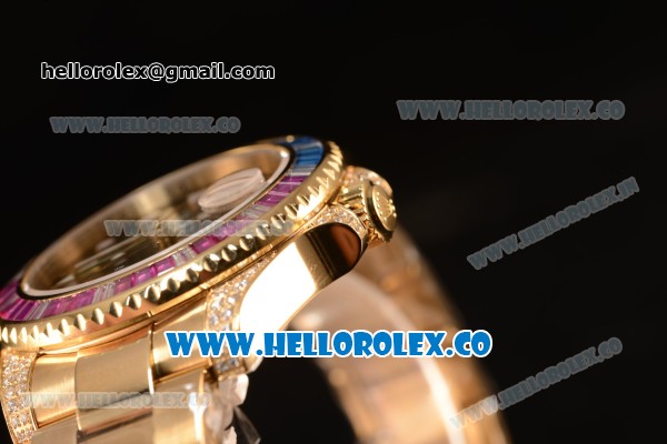Rolex GMT-Master II Diamond Bezel With Original Functional Movement YG Case 116758SARU - Click Image to Close