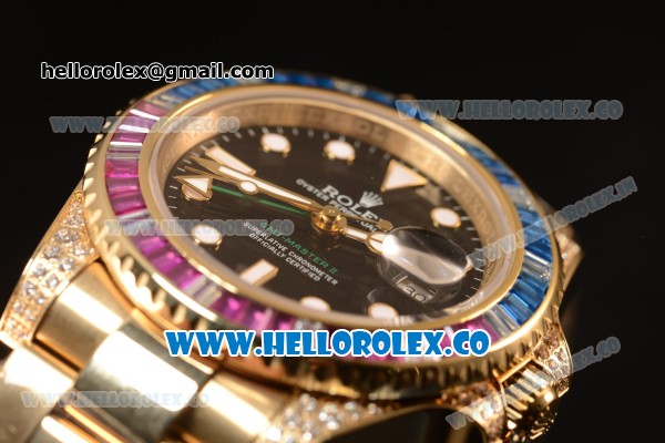 Rolex GMT-Master II Diamond Bezel With Original Functional Movement YG Case 116758SARU - Click Image to Close
