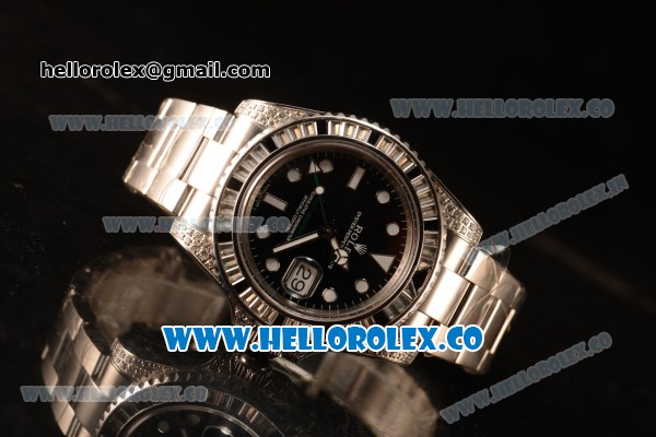 Rolex GMT-Master II All Diamond Black Bezel Automatic (Correct Hand Stack) 116759SANR - Click Image to Close