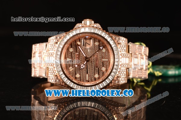 Rolex GMT Master II All Diamond With Swiss ETA 2836 Automatic Rose Gold 116769TRRR - Click Image to Close