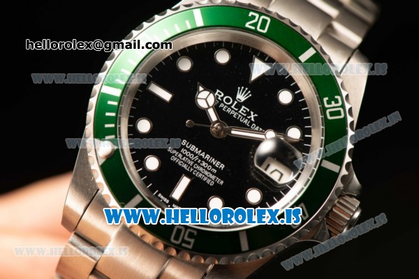 Rolex Submariner Steel Case With 2813 Automatic Movement Black Dial With Green Bezel - Click Image to Close